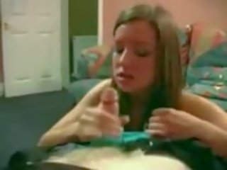 Young teen giving blowjob to her boyfriend Video