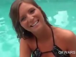 Sexy Girl Blowing Hard Shaft By The Pool